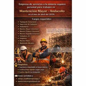 Vacantes Mantención Minera Andacollo Abril 2026