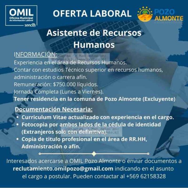 Asistente de Recursos Humanos Pozo Almonte