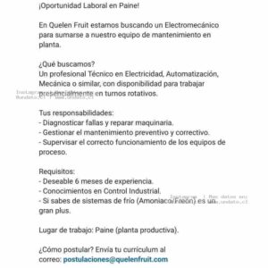 Electromecánico Paine – Quelen Fruit