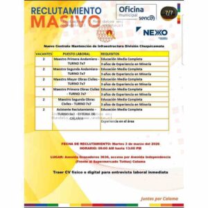 Vacantes Mantención Infraestructura Chuquicamata