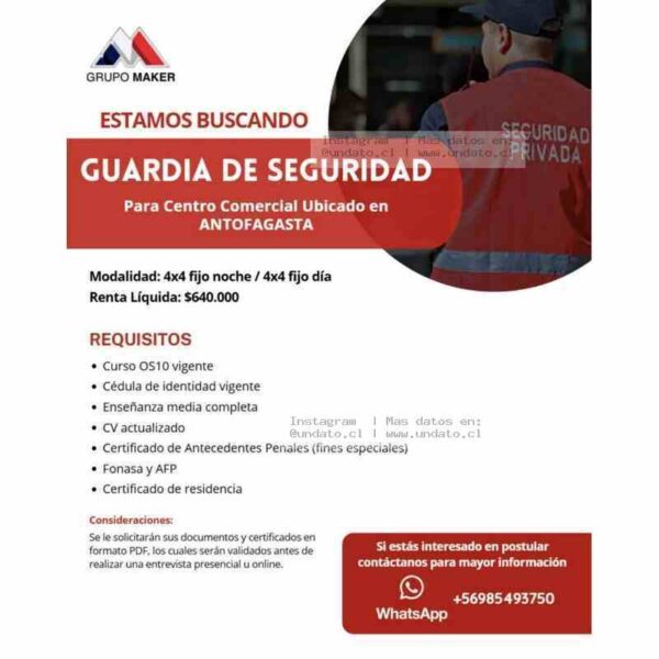 Guardia de Seguridad Centro Comercial Antofagasta
