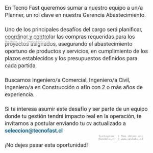 Planner de Abastecimiento Tecno Fast