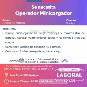 Operador Minicargador Iquique