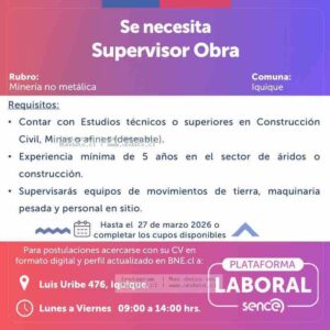 Supervisor Obra Minería No Metálica