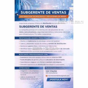 Subgerente de Ventas – Distribución tecnológica