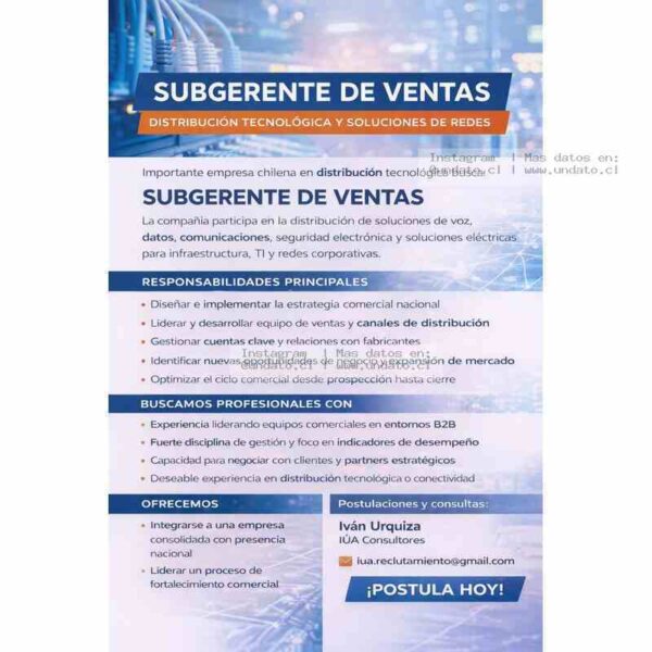 Subgerente de Ventas – Distribución tecnológica