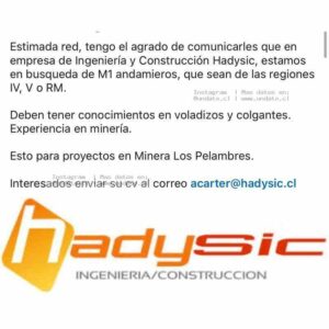 M1 Andamieros para Minera Los Pelambres