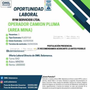 Operador Camión Pluma – Minería Salamanca