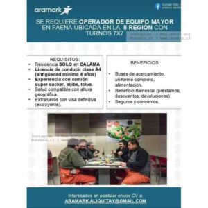 Operador De Equipo Mayor Para Faena II Región