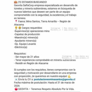 Empleos Minería Santos, Atacama