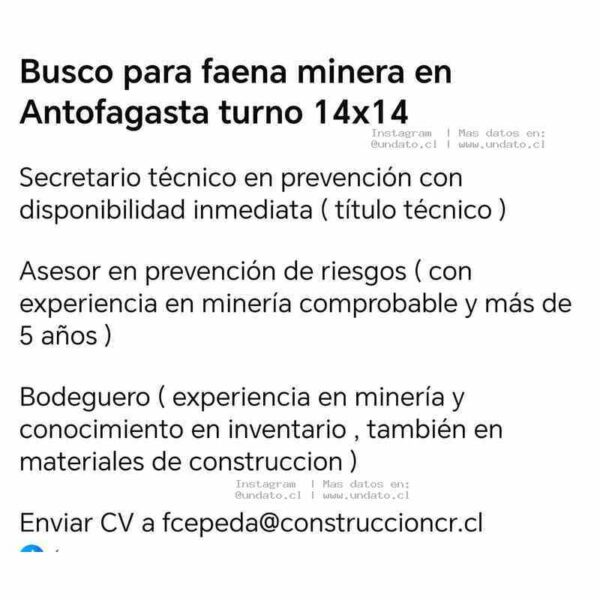 Trabajos Minería Antofagasta 14x14